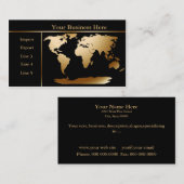 世界地図金ゴールド/ブラックビジネスカード4 名刺 (正面/裏面)