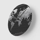 世界地図銀河系白黒4 ラウンド壁時計 (傾斜)