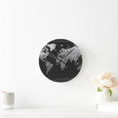 世界地図銀河系白黒4 ラウンド壁時計 (ホーム)