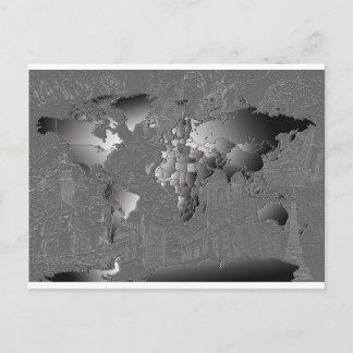 世界地図銀河系白黒5 ポストカード