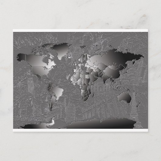 世界地図銀河系白黒5 ポストカード (正面)