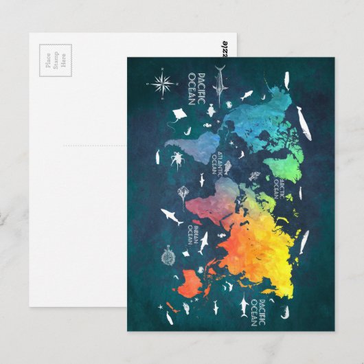 世界地図12 ポストカード (正面/裏面)