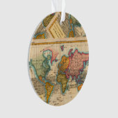 世界地図1700年代アンティーク大陸 オーナメント (正面)