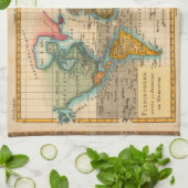 世界地図1700年代アンティーク大陸 キッチンタオル (折り畳み)