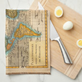 世界地図1700年代アンティーク大陸 キッチンタオル (四つ折り)