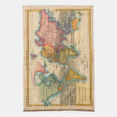 世界地図1700年代アンティーク大陸 キッチンタオル (縦)