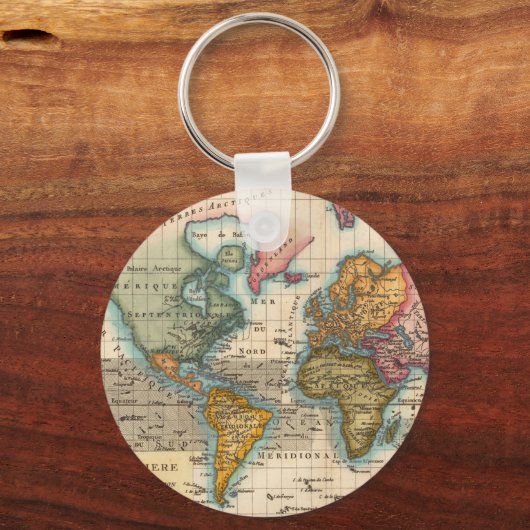 世界地図1700年代アンティーク大陸 キーホルダー (正面)