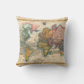 世界地図1700年代アンティーク大陸 クッション (正面)