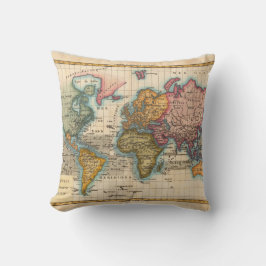 世界地図1700年代アンティーク大陸 クッション