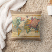 世界地図1700年代アンティーク大陸 クッション (ブランケット)