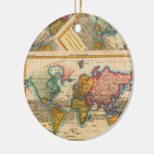 世界地図1700年代アンティーク大陸 セラミックオーナメント (左)