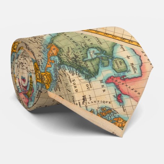 世界地図1700年代アンティーク大陸 ネクタイ (ロール)