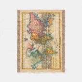 世界地図1700年代アンティーク大陸 フリースブランケット (正面)