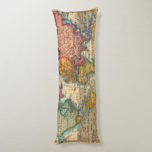 世界地図1700年代アンティーク大陸 ボディピロー (裏面 (縦))