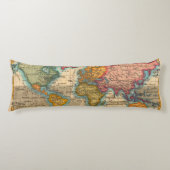 世界地図1700年代アンティーク大陸 ボディピロー (正面)