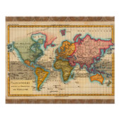 世界地図1700年代アンティーク大陸 ポスター (正面)