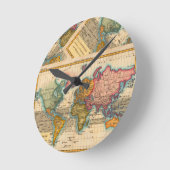 世界地図1700年代アンティーク大陸 ラウンド壁時計 (傾斜)