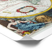 世界地図18世紀初頭(カラー版木、銅版、版画) ポスター (角)