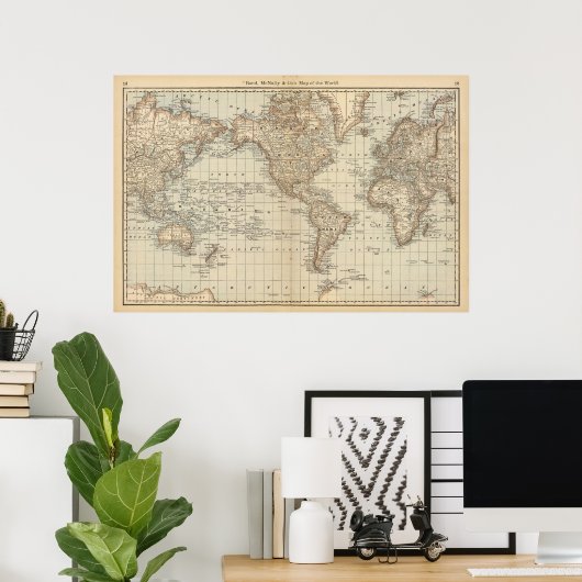 世界地図2 ポスター (ホームオフィス)