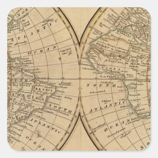 世界地図3 スクエアシール (正面)