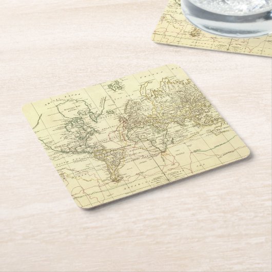 世界地図5 スクエアペーパーコースター (アングル)