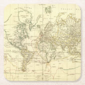 世界地図5 スクエアペーパーコースター (正面)