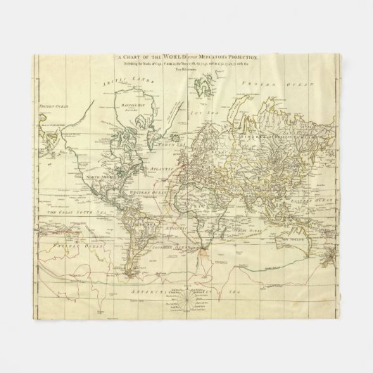 世界地図5 フリースブランケット (正面(横))