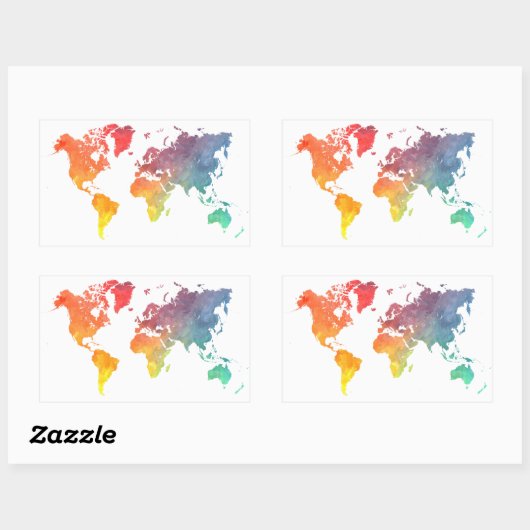 世界地図5 長方形シール (シート)