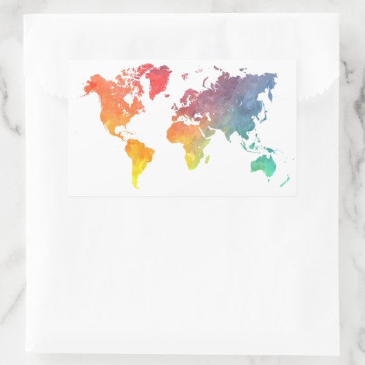 世界地図5 長方形シール (バッグ)