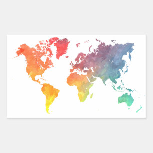 世界地図5 長方形シール