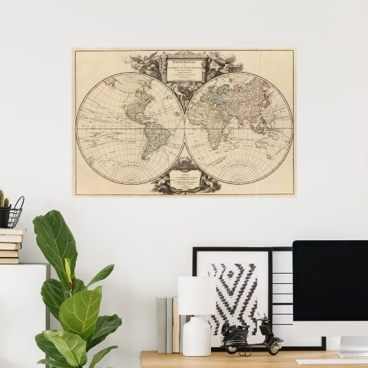 世界地図8 ポスター (ホームオフィス)
