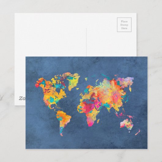 世界地図8 ポストカード (正面/裏面)