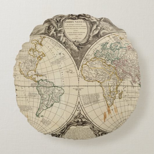世界地図8 ラウンドクッション (正面)