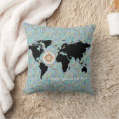 世界地図、いかり、羅針盤バラ クッション (ブランケット)