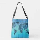 世界地図|のネオン青い縞 クロスボディバッグ (裏面)