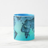 世界地図|のネオン青い縞 マグカップ (中央)