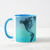 世界地図|のネオン青い縞 マグカップ (左)