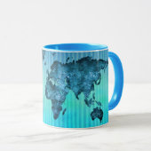 世界地図|のネオン青い縞 マグカップ (正面右)