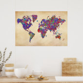 世界地図、アクショ絵画ン ポスター (キッチン)