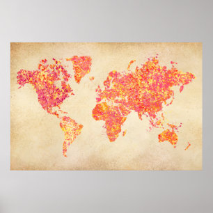 世界地図、アクショ絵画ン ポスター