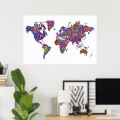 世界地図、アクショ絵画ン ポスター (ホームオフィス)