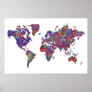 世界地図、アクショ絵画ン ポスター
