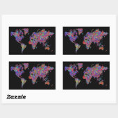 世界地図、アクショ絵画ン 長方形シール (シート)