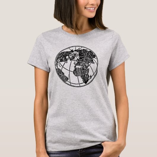 世界地図 アフリカ アジア ヨーロッパ Tシャツ (正面)