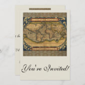 世界地図 アンティーク オルテリウス ヨーロッパ 旅行 招待状 (正面/裏面)
