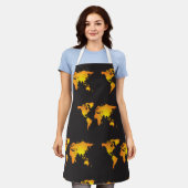 世界地図 エプロン (着用した状態)