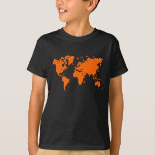世界地図 – オレンジ Tシャツ