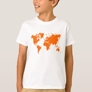 世界地図 – オレンジ Tシャツ