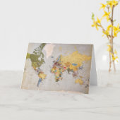 世界地図 カード (黄色い花)