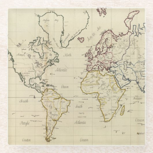 世界地図 ガラスコースター (正面)
